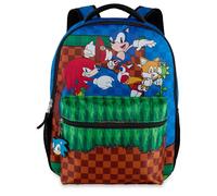 AI ACCESSORY INNOVATIONS Sonic The Hedgehog Backpack, Boys & Girls Featuring Sonic, Tails, and Knuckles,16” Bookbag w/Molded Sonic Dangle, Blue