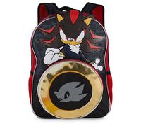 AI ACCESSORY INNOVATIONS Sonic The Hedgehog Backpack for Boys & Girls, Shadow 16 Inch Schoolbag with Die-cut Metallic Gold Ring Pocket, Black