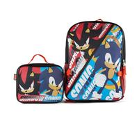 AI ACCESSORY INNOVATIONS Sonic The Hedgehog & Shadow 2 Piece Backpack Set, Boys & Girls 16" School Bag, Black