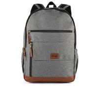 AI ACCESSORY INNOVATIONS Wrangler Multi Pocket Backpack for Men & Women, Daypack for Travel w/Padded Laptop Sleeve, Grey With Leather Bottom, Default