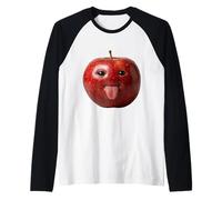 AI Apple with Tongue Funny Meme Silly AI Apple Humor Raglan Baseball Tee