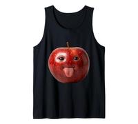 AI Apple with Tongue Funny Meme Silly AI Apple Humor Tank Top