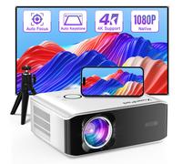 【AI Auto Focus & Keystone】Projector 4K Supported, XuanPad 26000L Native 1080P WiFi6 Bluetooth Smart Portable Outdoor/Home Cinema Projector with