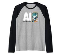 AI Because Math is Hard Cute Artificial Intelligence Robot Raglan Baseball Tee
