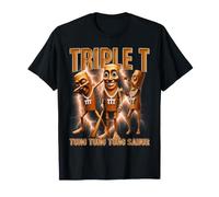 AI Bootleg Brainrot Cuban Chain Tung Sahur Dabbing Triple T T-Shirt