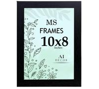 AI Decor 10x8 Inch Black Picture Frames (25.4x20.3 cm) Poster Frame - Clear Acrylic Display Poster MDF Wooden Portrait/Panoramic - Flat Wall Mount Hang Hooks & Free Tabletop Stand