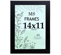 AI Decor 14x11 Inch Black Picture Frames (35.6x27.9 cm) Poster Frame - Clear Acrylic Display Picture Frame MDF Wooden Portrait/Panoramic - Flat Wall Mount Hang Hooks