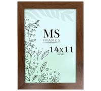 AI Decor 14x11 Inch Walnut Picture Frames (35.6x27.9 cm) Poster Frame - Clear Acrylic Display Picture Frame MDF Wooden Portrait/Panoramic - Flat Wall Mount Hang Hooks
