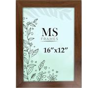 AI Decor 16x12 Inch Walnut Picture Frames (40.6x30.5 cm) Poster Frame - Clear Acrylic Display Picture Frame MDF Wooden Portrait/Panoramic - Flat Wall Mount Hang Hooks