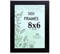 AI Decor 8x6 Inch Black Picture Frames (20.3x15.2 cm) Poster Frame - Clear Acrylic Display Poster MDF Wooden Portrait/Panoramic - Flat Wall Mount Hang Hooks & Free Tabletop Stand