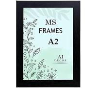 AI Decor A2 Black Picture Frames (23.3 x 16.5 Inch) Poster Frame - Clear Acrylic Display Poster MDF Wooden Portrait/Panoramic - Flat Wall Mount Hang Hooks & Free Tabletop Stand (59.4 x 42 cm)
