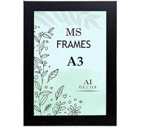 AI Decor A3 Black Frame Picture Frames (16.5 x 11.7 Inch) Poster Frame - Clear Acrylic Display Picture Frame MDF Wooden Portrait/Panoramic - Flat Wall Mount Hang Hooks - (42 x 29.7 cm)