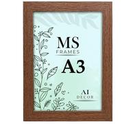 AI Decor A3 Dark Oak Frame Picture Frames (16.5 x 11.7 Inch) Poster Frame - Clear Acrylic Display Picture Frame MDF Wooden Portrait/Panoramic - Flat Wall Mount Hang Hooks - (42 x 29.7 cm)
