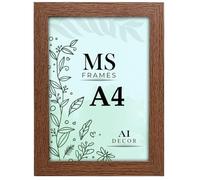 AI Decor A4 Dark Oak Picture Frames (8.3 x 11.7 Inch) Poster Frame - Clear Acrylic Display Poster MDF Wooden Portrait/Panoramic - Flat Wall Mount Hang Hooks & Free Tabletop Stand (21 x 29.7 cm)