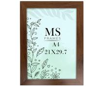 AI Decor A4 Walnut Picture Frames (8.3 x 11.7 Inch) Poster Frame - Clear Acrylic Display Poster MDF Wooden Portrait/Panoramic - Flat Wall Mount Hang Hooks & Free Tabletop Stand (21 x 29.7 cm)