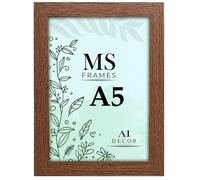 AI Decor A5 Dark Oak Picture Frames (8.3 x 5.8 Inch) Poster Frame - Clear Acrylic Display Poster MDF Wooden Portrait/Panoramic - Flat Wall Mount Hang Hooks & Free Tabletop Stand (21 x 14.8 cm)