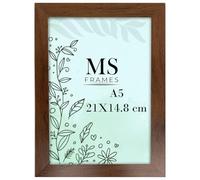 AI Decor A5 Walnut Picture Frames (8.3 x 5.8 Inch) Poster Frame - Clear Acrylic Display Poster MDF Wooden Portrait/Panoramic - Flat Wall Mount Hang Hooks & Free Tabletop Stand (21 x 14.8 cm)