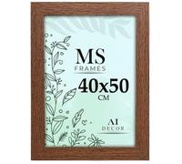 AI Decor Dark Oak 40x50 cm (15.7x19.7 Inch) Poster Frame - Clear Acrylic Display Picture Frame MDF Wooden Portrait/Panoramic - Flat Wall Mount Hang Hooks