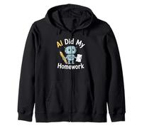 AI Did My Homework Funny Robot Student Tech Humor Graphic Zip Hoodie