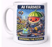 AI Farmer Growing The Future Funny Artificial Intelligence Agriculture Robot Tech Science Coffee Tea Cup Novelty Birthday Gift Mug
