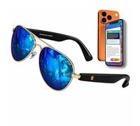 AI Glasses Bluetooth Polarized Sunglasses for Men Women, Creators Pair ThinkLoud Voice-to-Content for Ideas TikTok X YouTube Work, UV400 Protection Anti-Bluelight Driving Fishing Golf Travel ICE BLUE