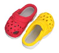 AI Indestructible Dog Toys - 2 Pack Slippers Shape, 2 in 1 Dog Treat & Interactive Toys (Scarlet Red & Yellow Pastel, Large)