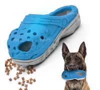 AI Indestructible Interactive Dog Toys - 2 in 1 Dog Treat Toy and Slippers Shape, Sky Blue, Large