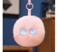 AI Interactive Talking Plush Toy, Green Fluffy Ball with Blue Eyes, Smart Companion Robot, Voice Chat, Touch Responsive, USB-C Charging (pink)