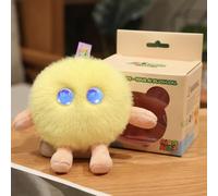 AI Interactive Talking Plush Toy, Green Fluffy Ball with Blue Eyes, Smart Companion Robot, Voice Chat, Touch Responsive, USB-C Charging (Elf yellow)