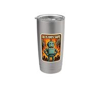 AI is 100% Safe Funny Sarcastic Anti Artificial Intelligence Stainless Steel Insulated Tumbler