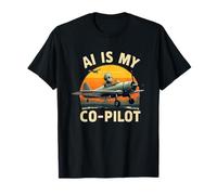 AI Is My Co-Pilot Funny Vintage Aviation Design T-Shirt