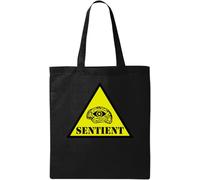 AI is Sentient Artificial Intelligence Illuminati All Seeing Eye Natural Ecological Cotton Tote Bag Black