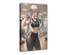 AI Japanese Anime, Girl at The Gym Canvas Poster Wall Art Decor Print Picture Paintings for Living Room Bedroom Decoration Frame: 12x18inch(30x45cm)