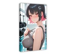 AI Japanese Anime, Girl at The Gym MEITU_20250804_202835582 Canvas Poster Bedroom Decor Landscape Office Room Decor Gift Frame: 20x30inch(50x75cm)