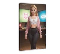 AI Japanese Anime, Girl in Tight Pants3355726-81495a5c4c-00000028 Canvas Poster Bedroom Decor Landscape Office Room Decor Gift Frame: 24x36inch(60x90cm)