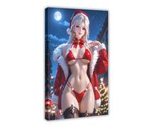 AI Japanese Anime Theresa Apokalis Christmas Outfit Bikini Girl 80 Canvas Poster Wall Art Decor Print Picture Paintings for Living Room Bedroom Decoration Frame: 16x24inch(40x60cm)