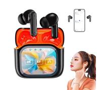 AI Language Translation Earbuds for 144 Language, AI Translation Earbuds Real Time, LCD Touch Screen, for Travel Business Learning TranslationDevice Earphones (Black Orange)