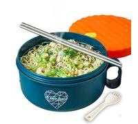 AI LOVE PEACE Microwave Noodle Bowl, BPA-Free 1200ml Soup Mug with Handles, Portable Ramen Container for Students & Offices, Orange