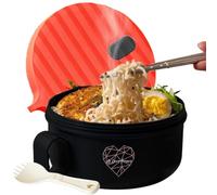 AI LOVE PEACE Microwave Noodle Bowl, BPA-Free 1200ml Soup Mug with Handles, Portable Ramen Container for Students & Offices, Red