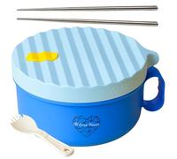 AI LOVE PEACE Microwave Noodle Bowl, BPA-Free 1200ml Soup Mug with Handles, Portable Ramen Container for Students & Offices, Blue