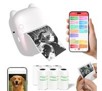 AI Mini Sticker Printer, Mini Thermal Printer, Phone Printer, Supports App / Ai Voice / Bluetooth Control, Support Voice-to-Image Generation, Cultivate Kids Imagination Small Printer Toy, with 3 Rolls