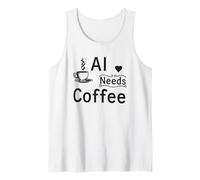 AI Needs Coffee Funny Pixel Heart Mug Design Tank Top