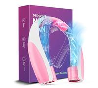 AI Portable Neck Fan with 6 Powerful Speeds, 8000mAh Battery Operated USB-C Rechargeable Fan, Hands-Free 360° Cooling Neck Fan,Twistable,Ultra-Quiet Personal Fan for Women Mother Office Travel(Pink)