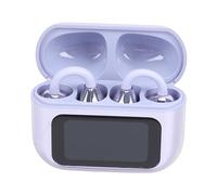 AI Real Time Translator Earbuds Wireless Smart Translation Earphones With Noise Reduction For Travel Business ABS Material (Purple)