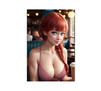 AI Realistic Sexy Girl, Long Hair, Red Hair, Bikini, Sexy Lingerie Canvas Poster Wall Art Decor Print Picture Paintings for Living Room Bedroom Decoration Unframe: 20x30inch(50x75cm)