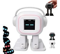 AI Robot Desk Companion with Voice Control, Emotional Interactive Robot Pet with 19-Joint Dancing and Multilingual Chatbot, Smart Desktop Toy for Adults Kids Long Distance Relationship Gift (White)
