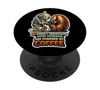 AI Robot Powering Up with Coffee Bean PopSockets Adhesive PopGrip