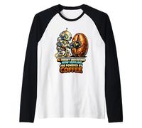 AI Robot Powering Up with Coffee Bean Raglan Baseball Tee