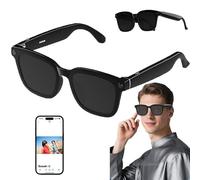 Ai Shooting Smart Glasses, Smart Bluetooth Glasses with HD 500w Pixels Camera, Office Assistant/Voice Assistant/Picture Recording Identify Objects/Enc Noise Reduction,Black