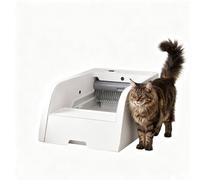 AI smart automatic self-cleaning litter box, semi-enclosed pet cat toilet with splash-proof design, automatic health monitoring with app alerts, suitable for various cat types (gray and white）